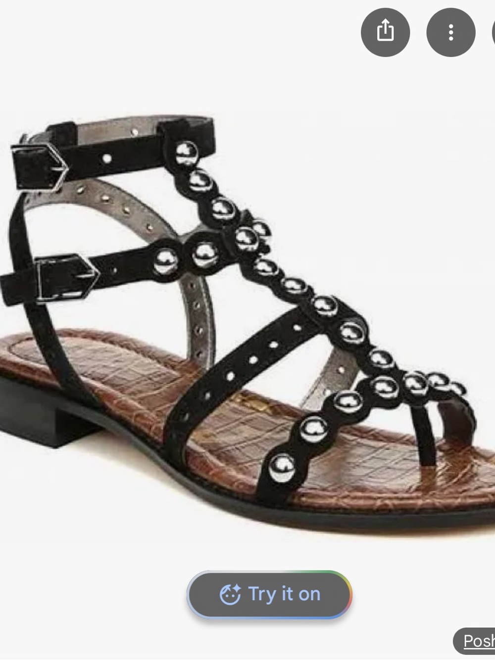 Sam Edelman Black Studded T-Strap Gladiator Sandals